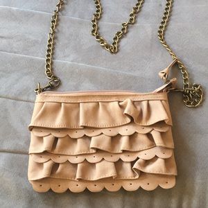 Tan Ruffle Bag